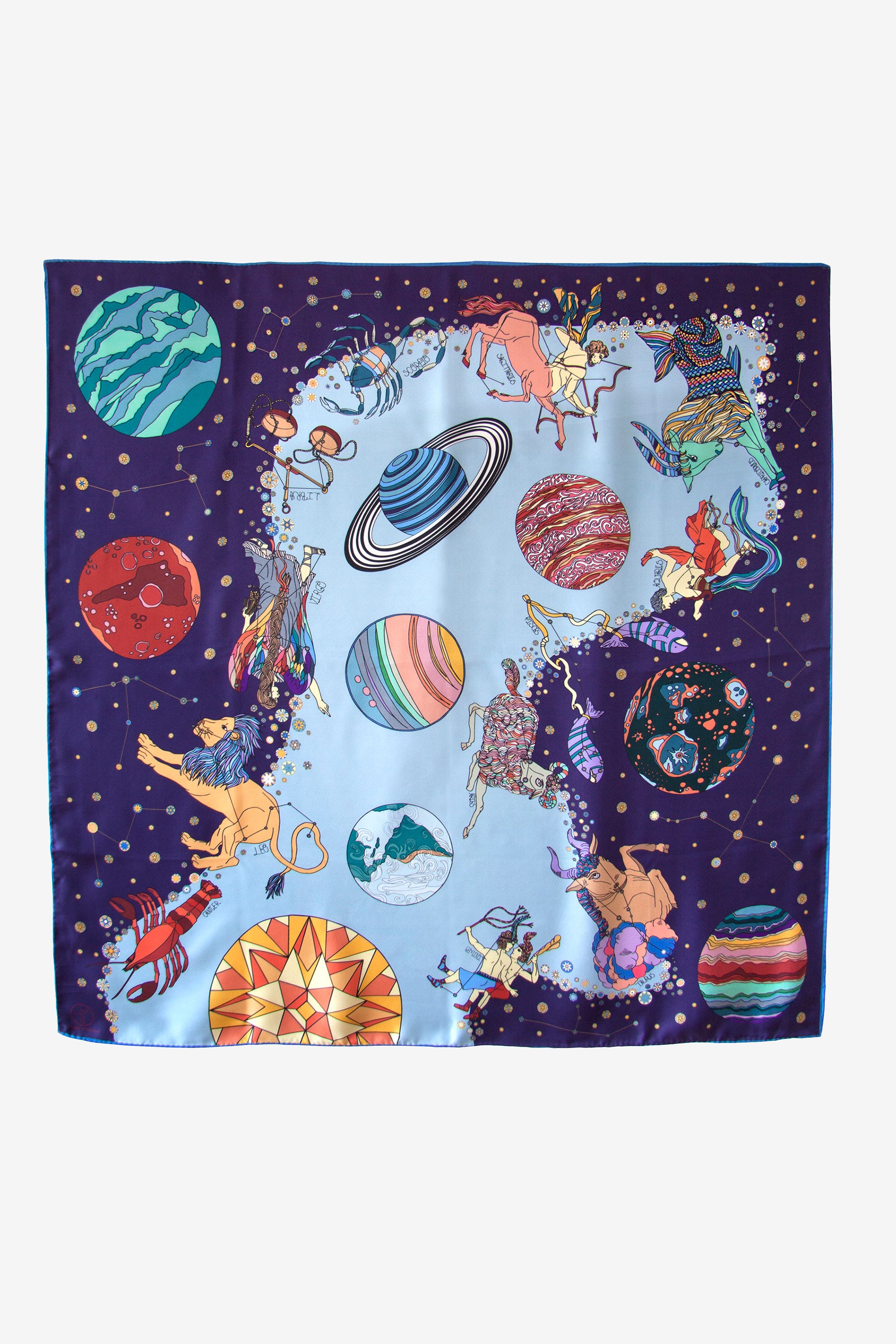 Constellations Blue 90 Silk Twill