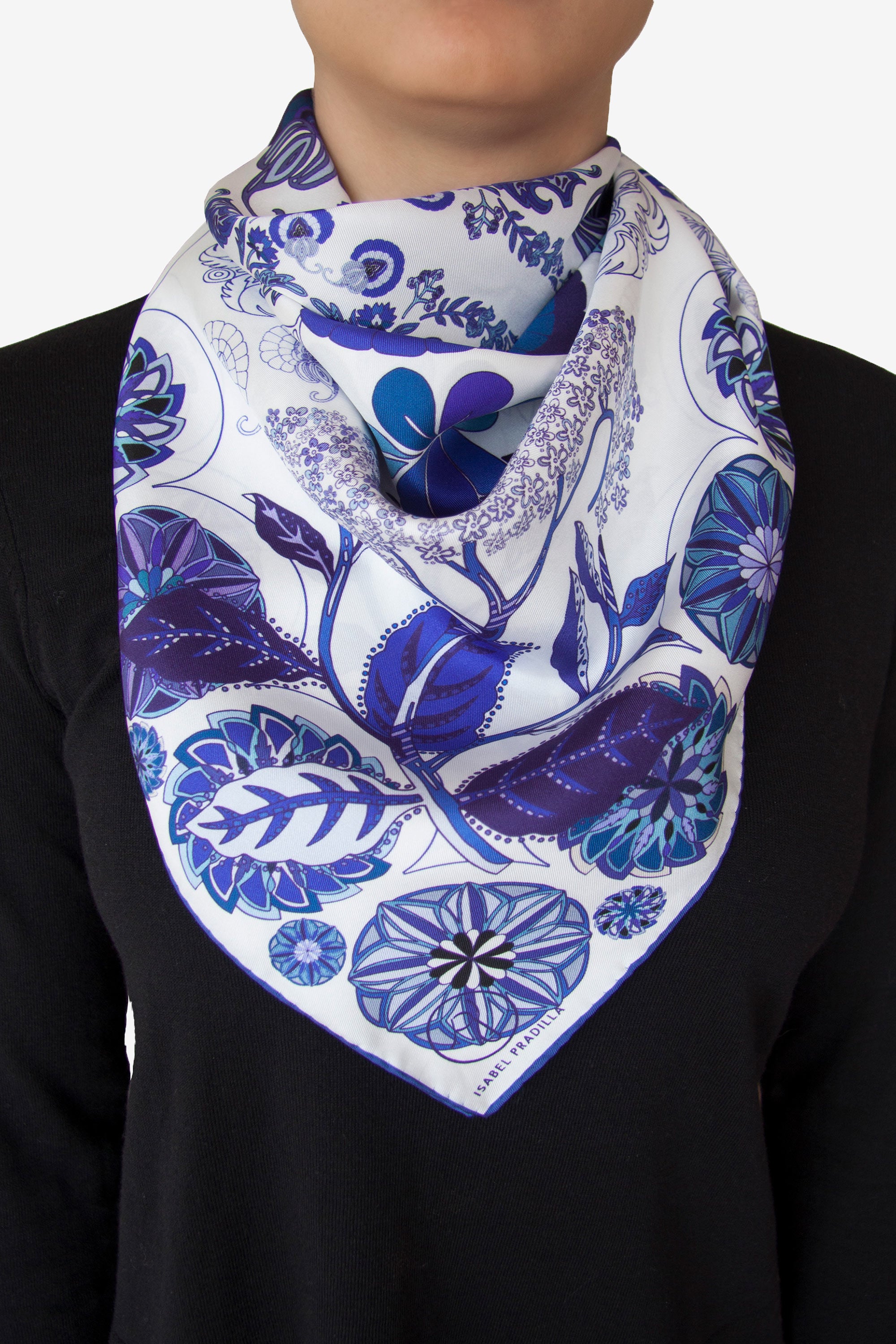 Russian Garden Blue 90 Silk Twill