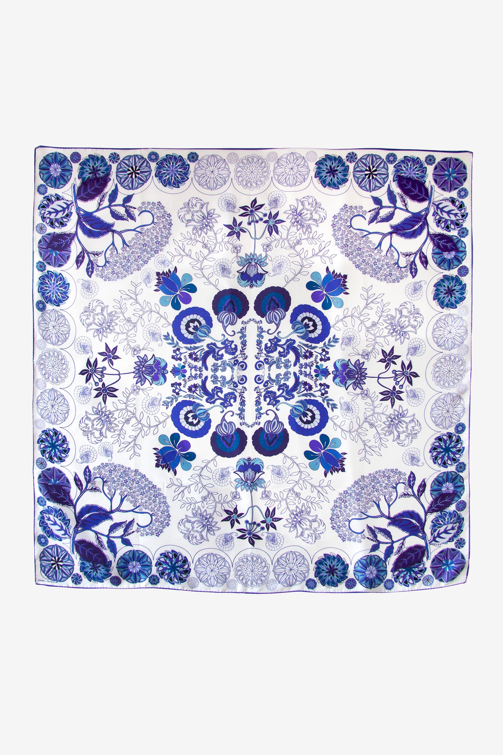 Russian Garden Blue 136 Silk Habotai