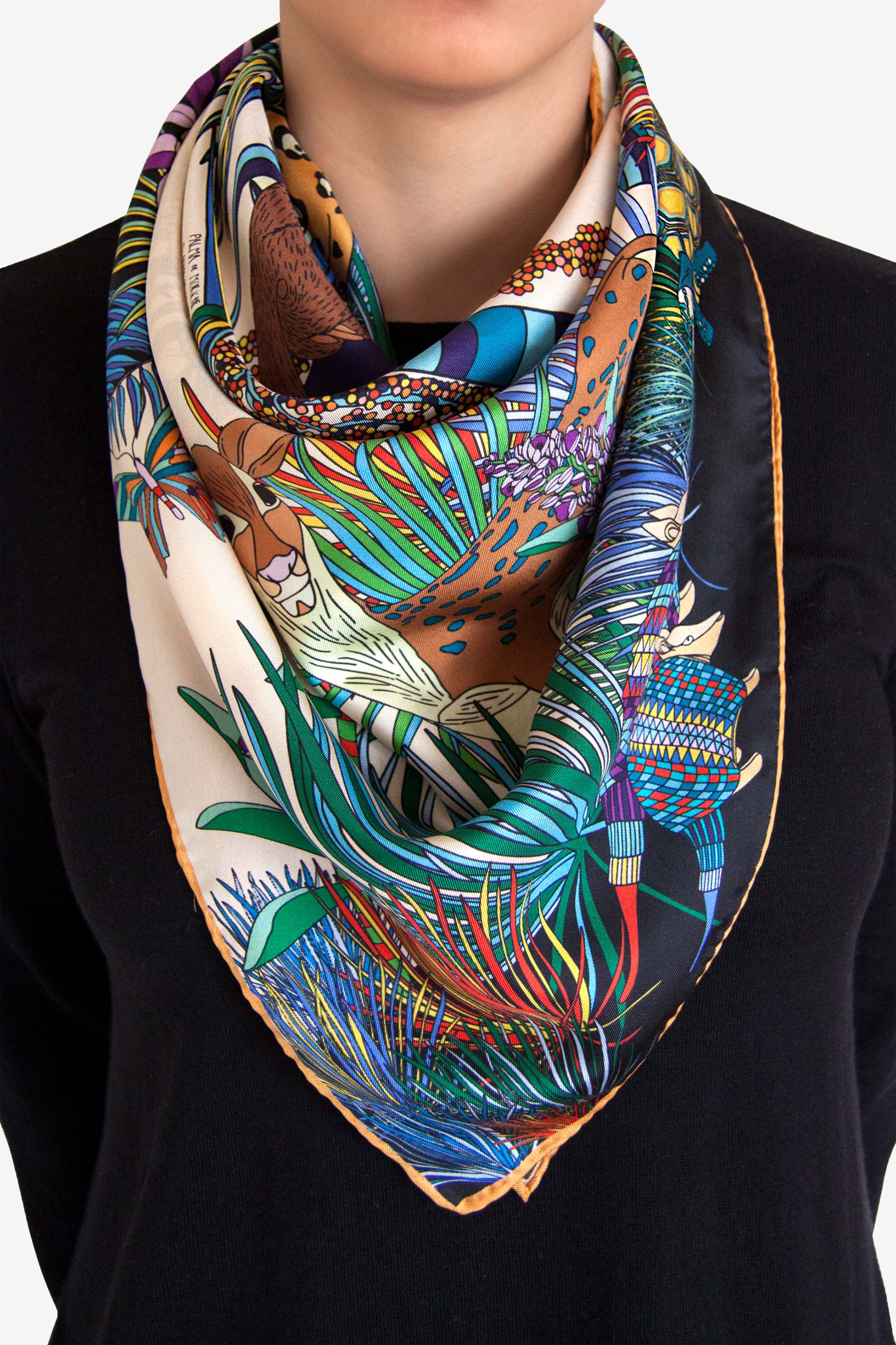 Tree of Life Black 90 Silk Twill