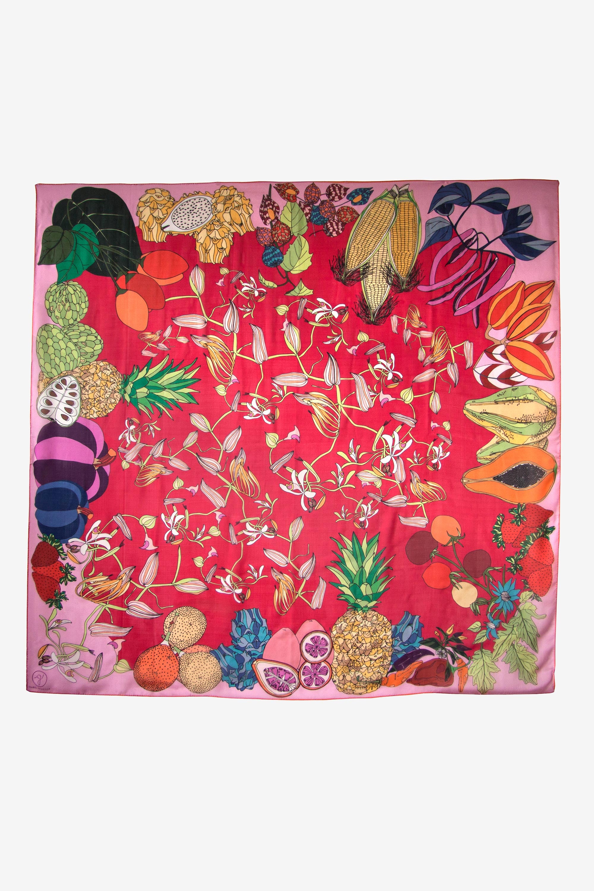 Fruits from the Tropics Pink 136 Silk Habotai